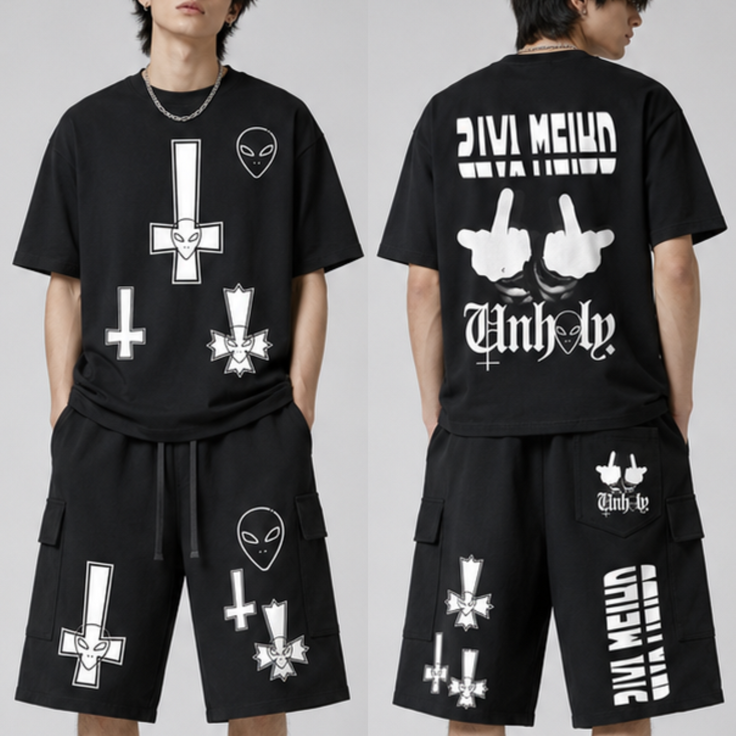 Stay Weird-TrenchStepper x 2Unholy Black Tee