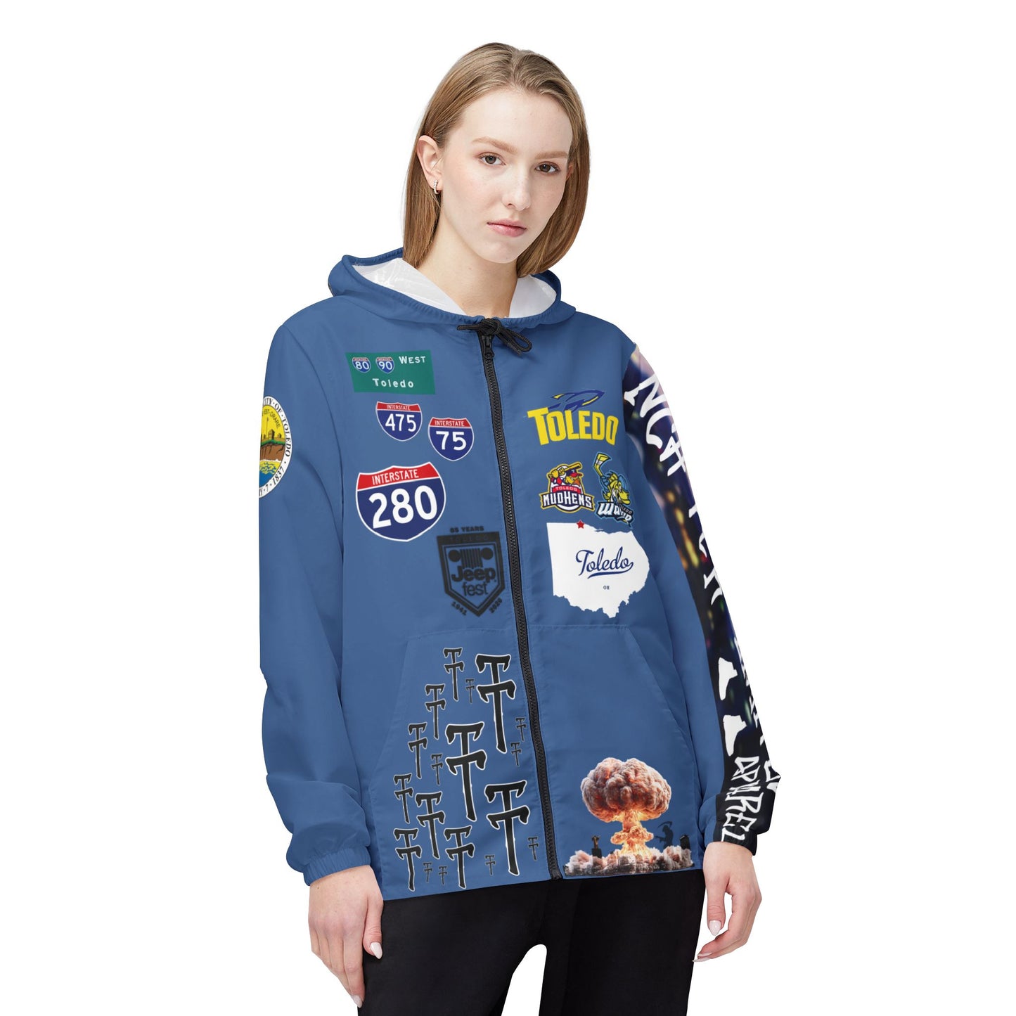 Toledo Graphic Windbreaker Jacket – TrenchStepper Patchwork AOP Streetwear