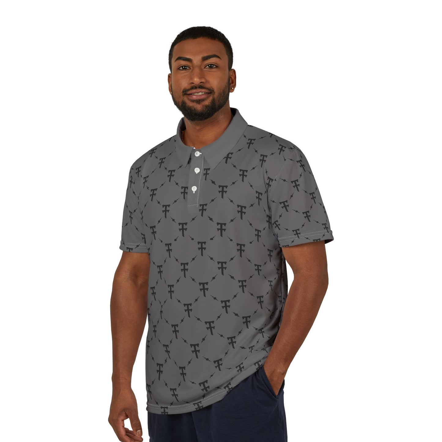 TrenchStepper Patterned Polo Shirt — Subtle Geometric Motif