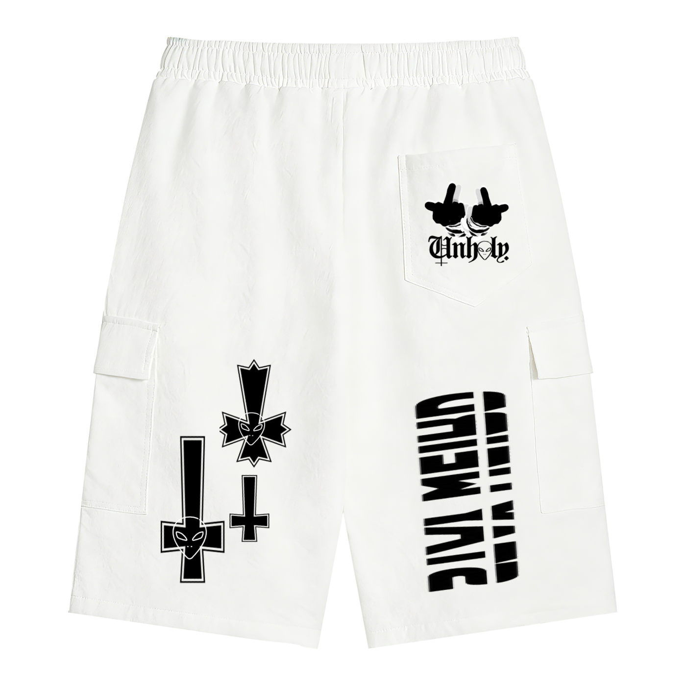 Stay Weird-TrenchStepper x 2Unholy White Cargo Shorts