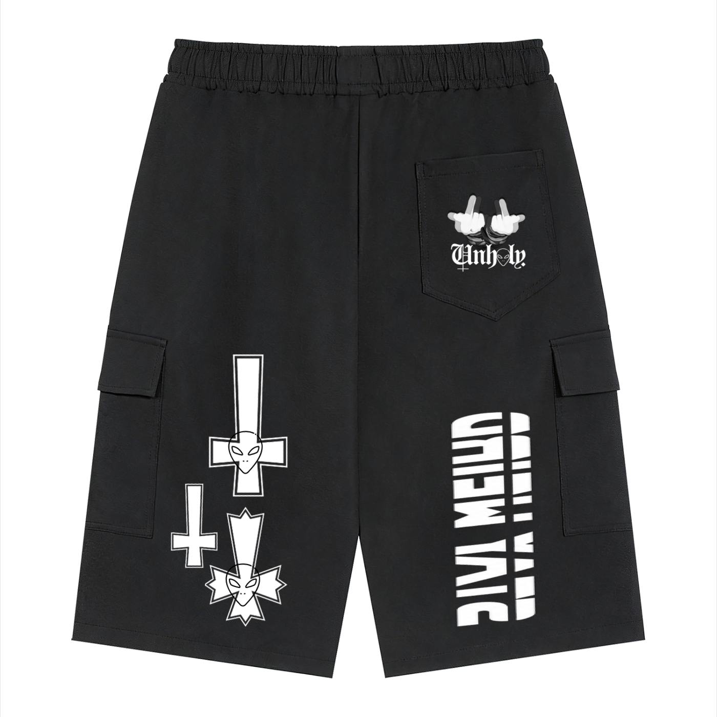 Stay Weird-TrenchStepper x 2Unholy Black Cargo Shorts