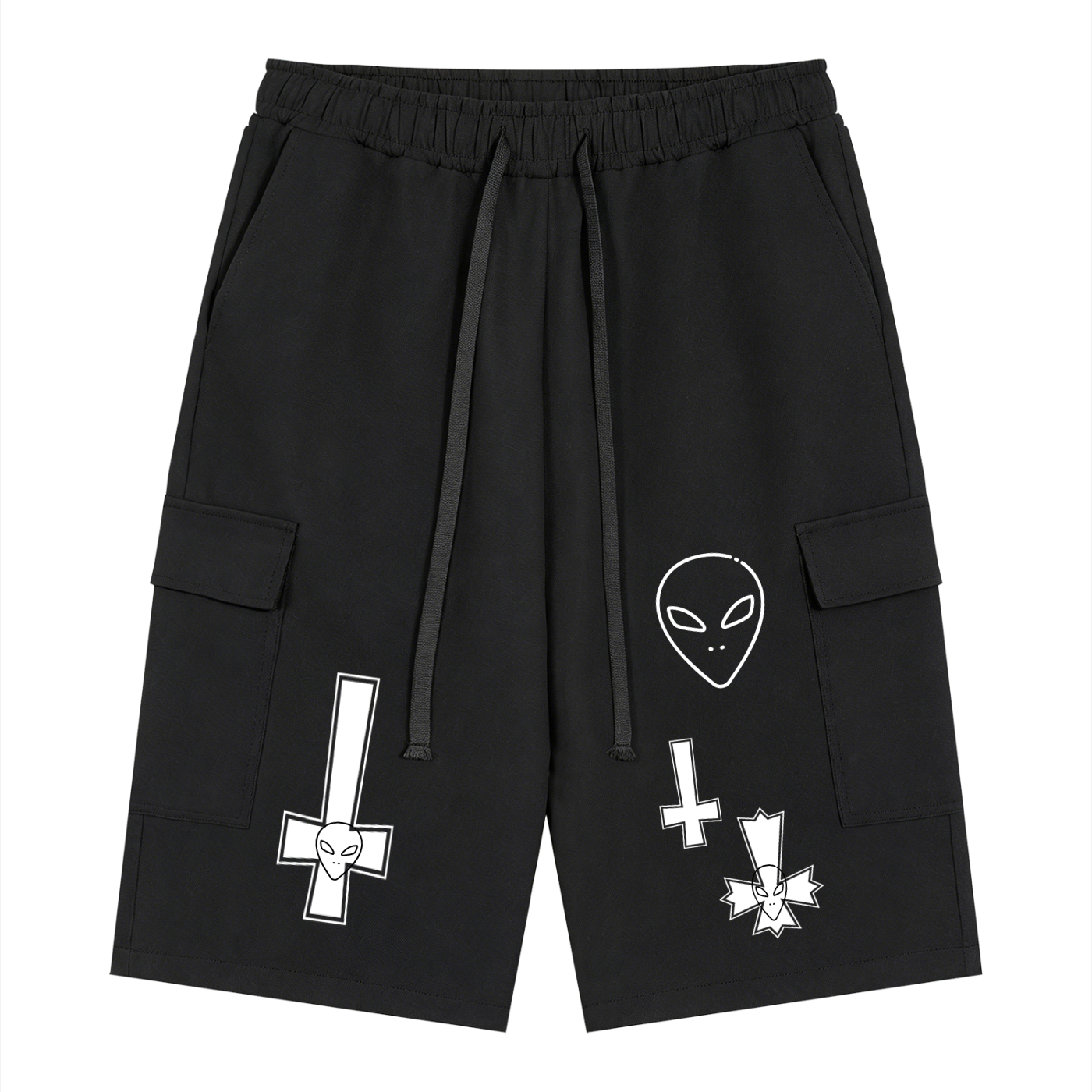 Stay Weird-TrenchStepper x 2Unholy Black Cargo Shorts