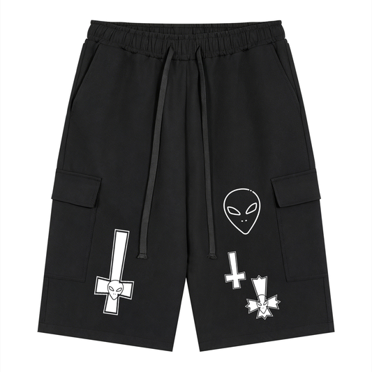 Stay Weird-TrenchStepper x 2Unholy Black Cargo Shorts