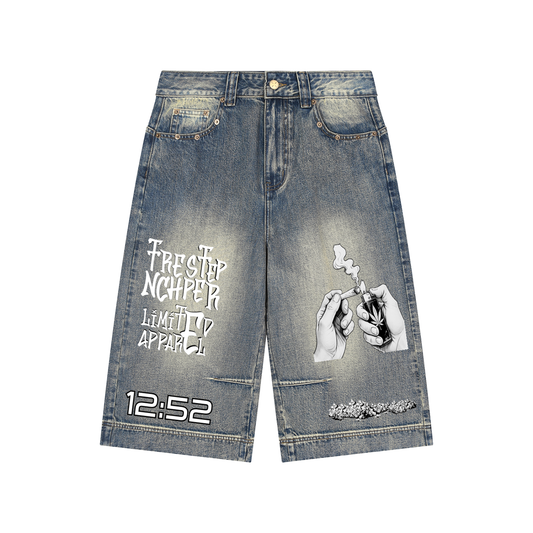 TrenchStepper 420 Vintage Wash Baggy Denim Shorts