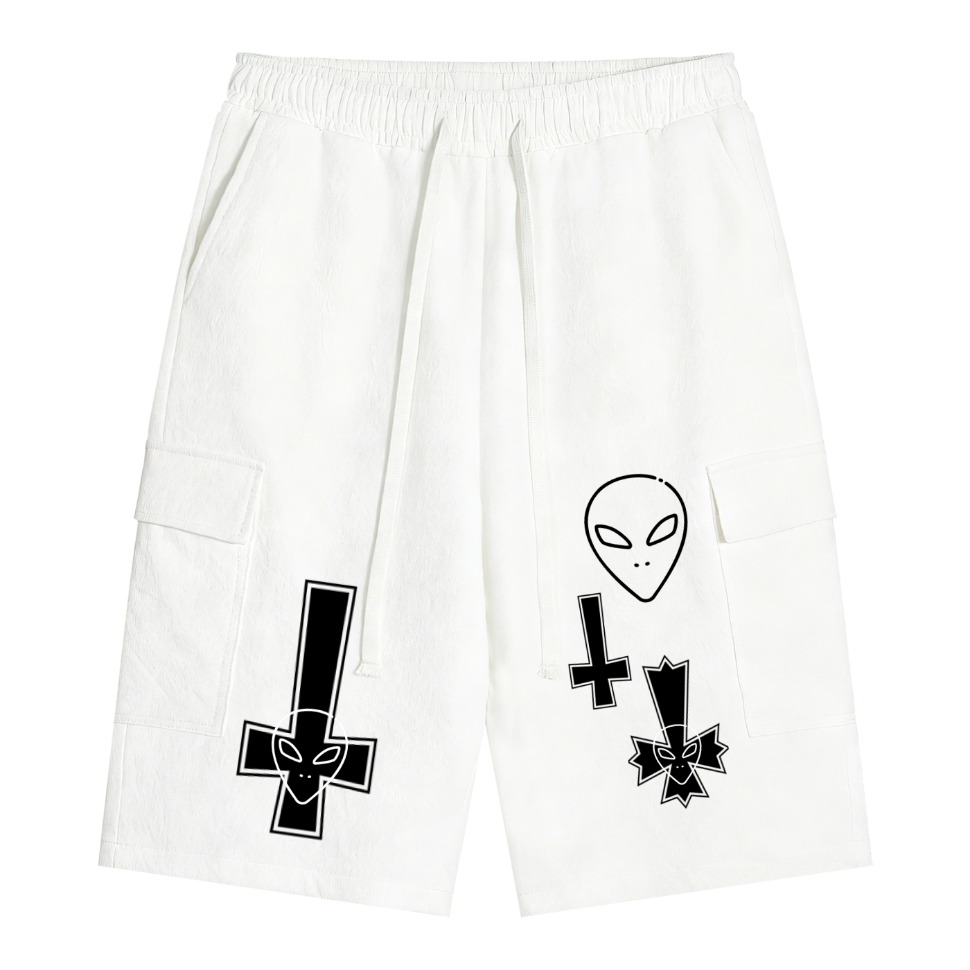 Stay Weird-TrenchStepper x 2Unholy White Cargo Shorts