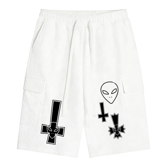 Stay Weird-TrenchStepper x 2Unholy White Cargo Shorts